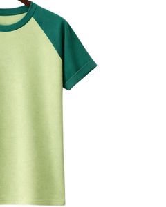 เสื้อยืดแขนสั้นคอกลมผ้าฝ้ายทรงแร็กแลนสำหรับผู้ชาย สีเขียวอ่อนเข้มสองสี ลำลอง ใส่สบายสำหรับฤดูร้อน  แบบเรียบ ย้อมสี  ถักทอ  รับสกรีนโลโก้ - Product Image 3