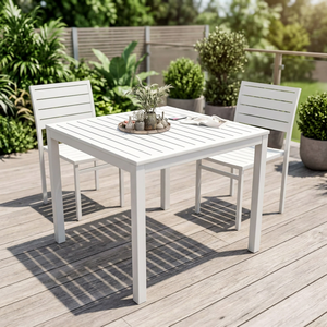 <b>6</b> Piece Outdoor <b>Dining</b> Set Table and <b>Chairs</b> Weather Resistant Aluminum or Wooden Frame Garden Furniture - Product Image 5