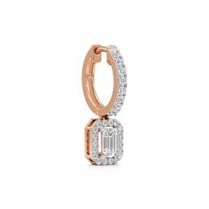 Rose Gold Emerald Cut Diamond Hoop <b>Earrings</b> With For Women Luxury Geometric Style <b>Wedding</b> Jewelry - Product Image 2