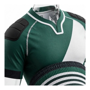 Ensemble uniforme de rugby unisexe à rayures diagonales vertes et blanches, respirant, 100% polyester, impression par sublimation, vêtements de sport pour adultes AMKOOR - Product Image 6