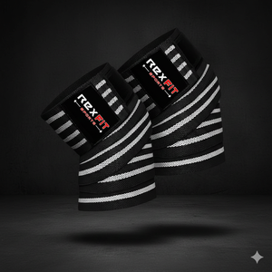 Bandes de compression pour genoux Rexfit Sports Powerlifting, bandages élastiques pour la musculation et l'haltérophilie - Product Image 1