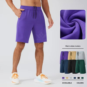 Shorts de course Bermuda pour hommes, séchage rapide, respirants, taille élastique, couleur unie, pour entraînement sportif, avec poches - Product Image 5