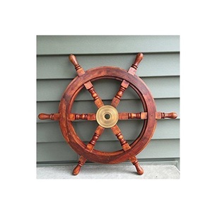 Wooden <b>Ship</b> <b>Wheel</b> Marine Horizon Wall Companion Created to Enhance Ocean Inspired Interiors with Enduring Coastal Appeal - Product Image 5