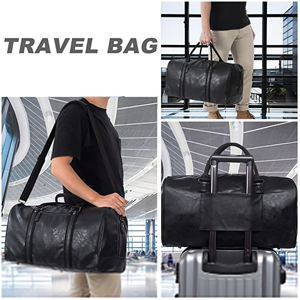 Premium Genuine Leather <b>Duffel</b> <b>Bags</b> for Men-Luxury Sport Large Capacity Multi-Pocket Design Top Handle Polyester Outdoor Use - Product Image 4