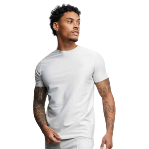 T-shirt en coton uni à manches courtes et col en V pour homme, coupe classique, vêtements décontractés - Product Image 5