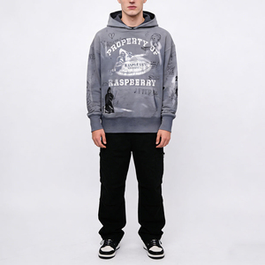 Vintage Washed Graphic Hoodie Oversized Streetwear Pullover <b>Sweatshirt</b> for Men & Women Casual Hip Hop Hoodie - Product Image 2
