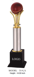 Trophée de cricket en métal avec base en bois noir, modèle de balle 314 A B C, récompense sportive plaquée métal, base durable - Product Image 3