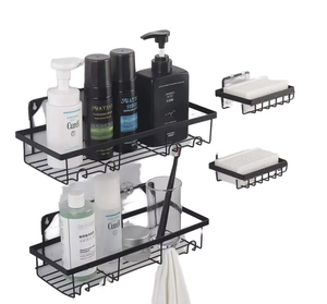 OEM/ODM Vietnam Lot de 6 paniers de douche anti-rouille – Organisateur mural en métal pour salle de bain, étagère adhésive sans perçage - Product Image 4