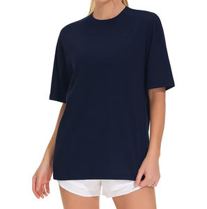 Camisetas de Algodón Lisas de Cuello Redondo y Hombros Caídos para Mujer, Tallas Grandes, Venta al por Mayor - Product Image 4