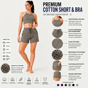 Ensemble de vêtements confortable pour femmes en deux pièces, composé d'un haut à col haut et d'un short fonctionnel - Product Image 6