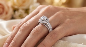 0.70 CT Lab Grown Round Brilliant Diamond Wedding <b>Ring</b> Gold 14KT Rhodium Plated Multi Row <b>Split</b> Shank OEM ODM Custom Jewelry - Product Image 3