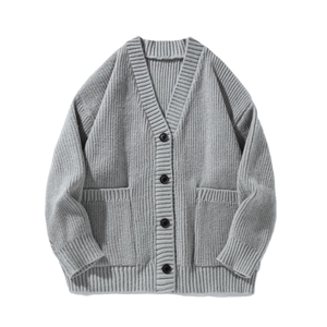 <b>Men's</b> Waffle‑Knit Shawl Collar <b>Cardigan</b> Soft Acrylic Polyester Nylon Tri-Blend Button‑Up Sweater with Front Pockets for Autumn - Product Image 6