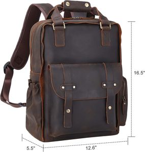 Mochila de Cuero Genuino para Portátil de 15.6 Pulgadas para Hombre, Casual, para la Universidad, Negocios, Viajes, Uso Diario - Product Image 2
