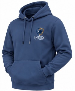Sudadera con Capucha Azul para Hombre, de Gran Gramaje, con Logotipo Personalizado, Estilo Urbano, Venta al por Mayor, Fabricante de Ropa Index Apparel - Product Image 2
