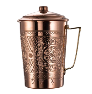 Carafe en cuivre peinte de motifs floraux élégants avec des motifs d'oiseaux vibrants, parfaite pour les maisons modernes. Disponible au prix de gros. - Product Image 3