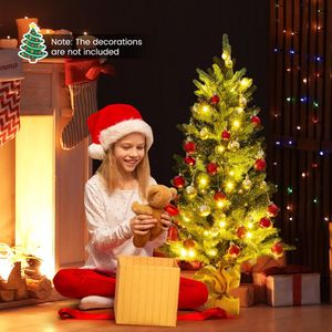 Mini 3 Feet Pre-Lit Artificial Christmas <b>Tree</b> with Burlap Base for <b>Tabletop</b> Xmas Decorations - Product Image 6