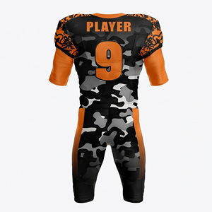 Conjunto de Uniforme de Fútbol Americano con Estampado de Camuflaje Urbano Naranja |   Sublimado Personalizado |   Fabricante Mayorista - Product Image 2