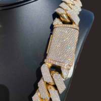 Chaîne maille cubaine Miami 20 mm en or 10K plaqué rhodium, sertie de moissanite, style hip-hop tendance unisexe, cadeau design – RB Gems
