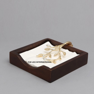 Porte-serviettes carré au design fantastique en bois et aluminium, décoration d'intérieur, porte-serviettes en papier à prix compétitif - Product Image 1