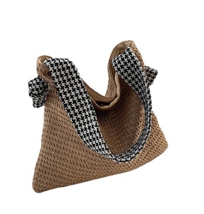 Bolso de Hombro de Paja Tejido a Mano Estilo Bohemio y Campestre, Bolso de Playa de Macramé, Directo del Proveedor Indio - Product Image 1