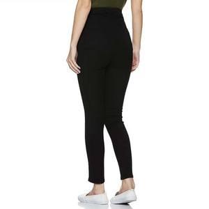Jean taille haute noir uni respirant 100 % coton pour femme, coupe régulière, grandes tailles, haute qualité, vente en gros, pas cher - Product Image 4