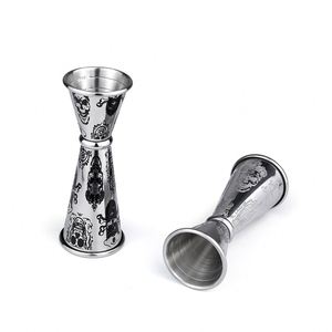Custom Logo Skull Etched 30/60ml SS304 Stainless Steel Dual <b>End</b> Bartender Cocktail Jigger Beverage Wine Mixing Mesauring Cup - Product Image 3