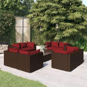 Ensemble de salon de jardin modulaire en rotin PE brun, 9 pièces, mobilier d'extérieur au design contemporain, pour usage en jardin - Product Image 1