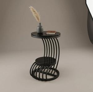 Modern Round Console <b>Table</b> with <b>Marble</b> <b>Top</b> and Metal Pedestal Base for Living Room Furniture - Product Image 4