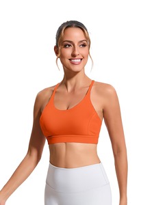 Soutien-gorge de sport élégant en maille triangulaire pour femme, décolleté plongeant, vêtement d'exercice athleisure, crop top, marque privée - Product Image 3