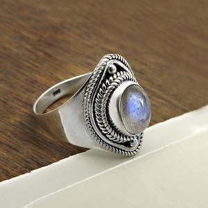 Natural <b>Labradorite</b> Gemstone Bohemian Jewelry Wholesale Price 925 Sterling Silver Stamped <b>Ring</b> Handmade Vintage Design Jewelry - Product Image 4