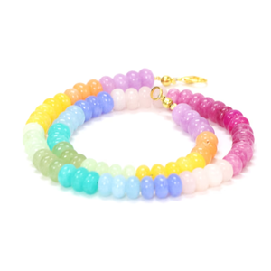 Magnifique collier de perles rondes en quartz couleur bonbon, collier coloré en pierres de quartz multicolores arc-en-ciel, cadeau pour elle - Product Image 1