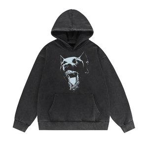 Sudadera con Capucha de Alta Calidad, Lavado Ácido Personalizado, 100% Algodón, Hombros Caídos, Logotipos Impresos, Unisex, OEM - Product Image 1
