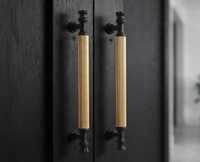 Poignée de meuble carrée KELLTON en or antique de luxe, design moderne mi-siècle, durable et antirouille