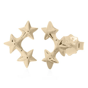 925 <b>Silver</b> Three Tiny Connected Stars Gold Plated <b>Stud</b> <b>Earrings</b> - Product Image 1
