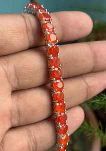 สร้อยข้อมือคาร์เนเลียนเงินแท้ 925 พลอยสีแดงธรรมชาติทำด้วยมือดีไซน์ทรงกลมเครื่องประดับของขวัญสำหรับผู้หญิง - Product Image 6