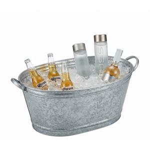 Factory Price Large Galvanized Ice Bucket with Wooden Handles Wholesale Metal Beverage Tub for Wine Beer and Champagne Chilling - Product Image 6