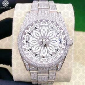 Montre mécanique de luxe pour homme Charm Jewels, boîtier incrusté de diamants, bracelet en cuir, cadran analogique 40 mm, acier inoxydable, étanche 10 bars - Product Image 4