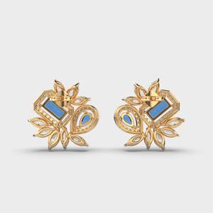 Pendientes de Oro Rosa con Esmeraldas Azules, Pendientes Colgantes de Flor con Diamantes, Joyería de Racimo de Pera Marquise para Mujer - Product Image 4