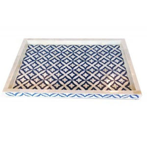 Plateau de service rectangulaire en bois avec perles, polyvalent pour la cuisine et la table, pour aliments et boissons - Product Image 1