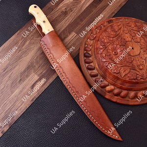 Cuchillo de pescado/filetear profesional ligero de acero de Damasco hecho a mano, afilado, de 7 pulgadas, con acabado cepillado y mango de hueso de camello para pesca. - Product Image 6