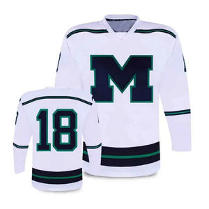 ชุดยูนิฟอร์มฮอกกี้น้ำแข็งแบบพิมพ์ลายด้วยความร้อนขายส่ง ผลิตจากผ้าโพลีเอสเตอร์ 100% และผ้าฝ้าย 100% ป้องกันการเป็นขุย พร้อมบริการสกรีนชื่อทีมตามสั่ง - Product Image 4