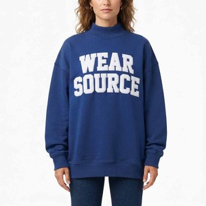 Sweat-shirt personnalisé à col rond pour femme, motif Tigres, 100 % coton tricoté, décontracté, manches longues, respirant, avec logo frontal - Product Image 1