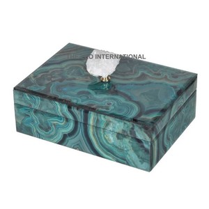 Caja de joyería vintage de cristal con tapa, diseño de corazón dorado, organizador de exhibición de joyas para decoración de mesa - Product Image 3