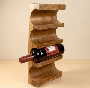 Soporte de Madera para Botellas de Vino con Compartimentos, Estante de Madera para Vino de Sobremesa, Soporte Decorativo para Exhibición - Product Image 5
