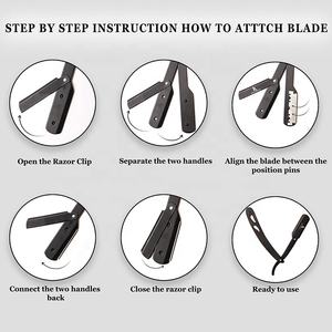 Vente en gros poignée de feuille enduit de poudre couleurs personnalisées barbier rasoir de rasage rasoir à feuilles avec étiquette personnalisée OEM - Product Image 6