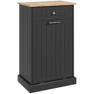 Black As Free Standing Recycling Trash Can Holder Kitchen Tilt Out Trash Bin Cabinet with Drawer - Product Image 2