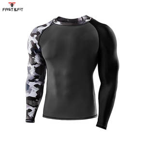 Camiseta Deportiva de Manga Larga para Hombre, Protección UV, Transpirable, de Secado Rápido, Alta Elasticidad, Poliéster/Nailon - Product Image 1