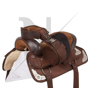 Selle de cheval western de qualité supérieure, durable, en cuir de vachette premium, pour la randonnée équestre, équipement de travail au ranch, selle marron - Product Image 4