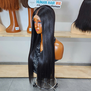 Perruques 100% Cheveux Humains Vierges Vietnamiens Double Drawn 5x5 HD Transparent Lace Sans Colle Lisses Comme des Baguettes Densité 200 - Product Image 5