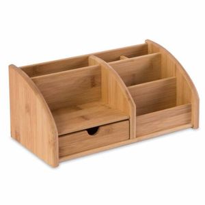 Wooden Table Organizer Office Desk Accessories Holder Pen Pencil <b>Storage</b> Stand Workspace Management Rack - Product Image 2